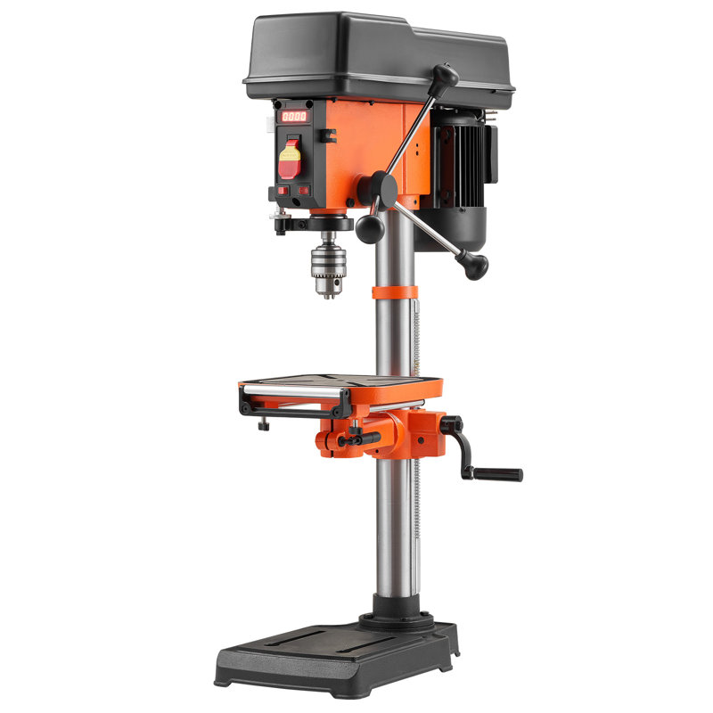 Perceuse d'établi 12 pouces, 6,2 ampères, perceuse d'établi 1 HP, vitesse variable de 530 à 3 140 tr / min, table de travail inclinable de 0 à 45 °, avec laser et lumière DEL, perceuse de table pour bois métal
