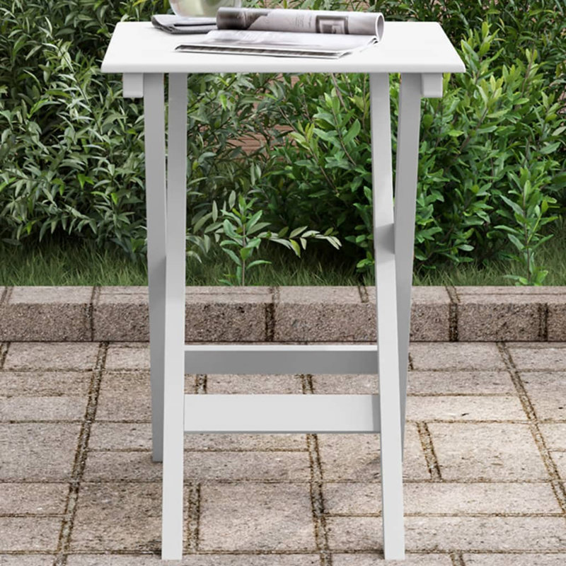 Side Table Foldable Solid Wood Poplar, White