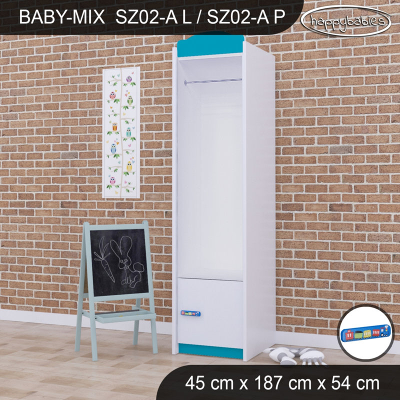 Baby Mix Train 2 Door Wardrobe, Blue
