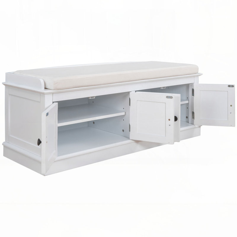 Banc de rangement rembourré, Blanc
