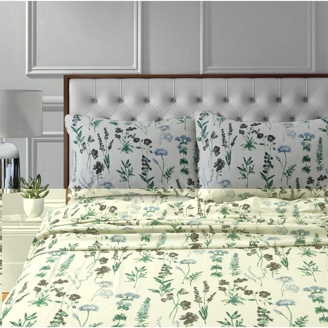 Fleur 100% Cotton Floral Sheet Set Tribeca Living 