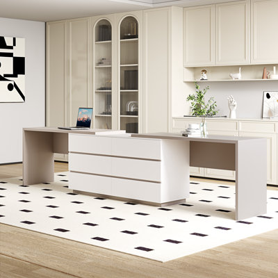  Table de bureau extensible pour 2 personnes avec 6 tiroirs de rangement