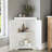 White Narrow Floor Corner Cabinet With Adjustable Shelf And 2 Doors - For Bathroom, Kitchen, Living Room Decorative Storage In Delightful Organization Option