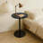 2-Piece Round Nesting Side Table Set with Concentric Circle Pattern – Walnut Brown & Black