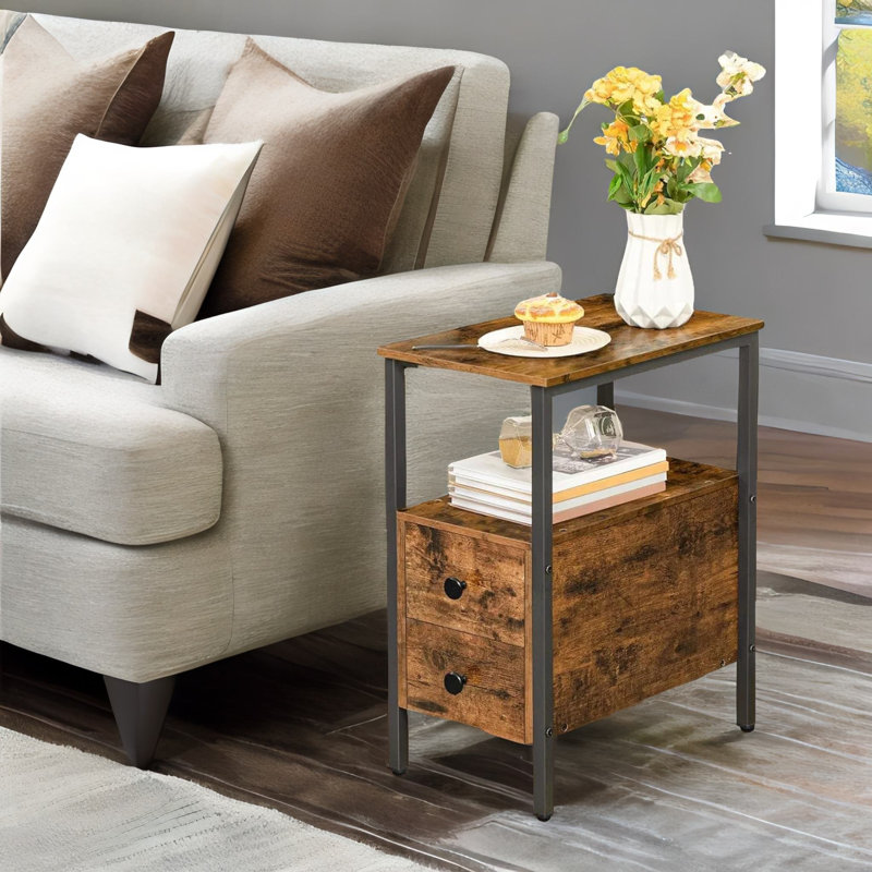 Barmedan Side Table With Drawers, Side Table Living Room, Narrow Bedside Table, Slim Bedside Table