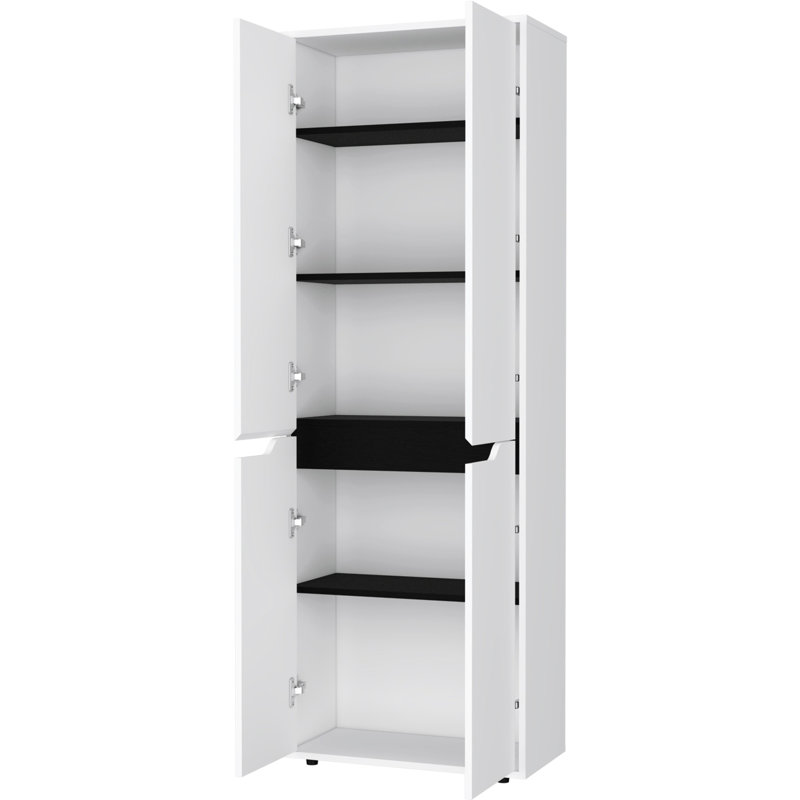 5-Shelf Kitchen Pantry, White Finish - Two Cabinets For Practical Arrangement Pantry With 5 Shelves And Efficient Organization