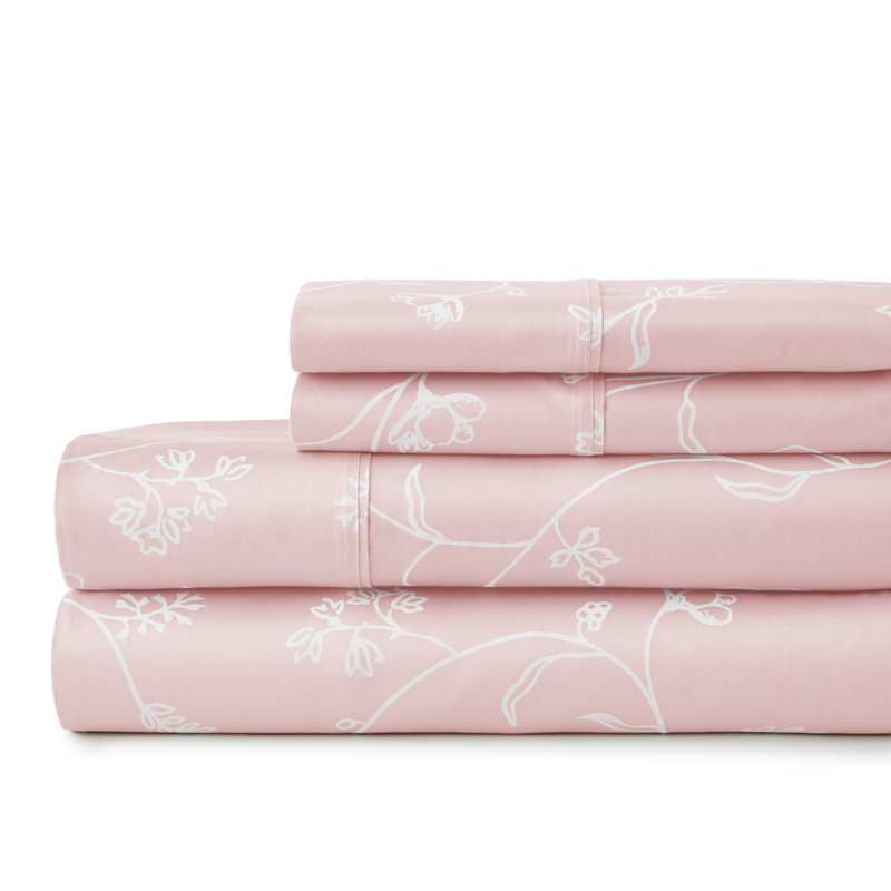 Ensemble de draps Southbest Sweet Liners Sweetbrier, Ensemble de draps pour très grand lit + drap-hous, Pastel Pink/White