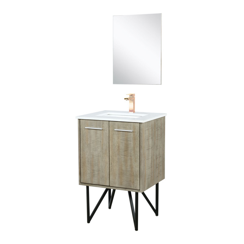 Ensemble de miroir de meuble-lavabo simple l 24 po x P 20 po Lancy, Quartz blanc