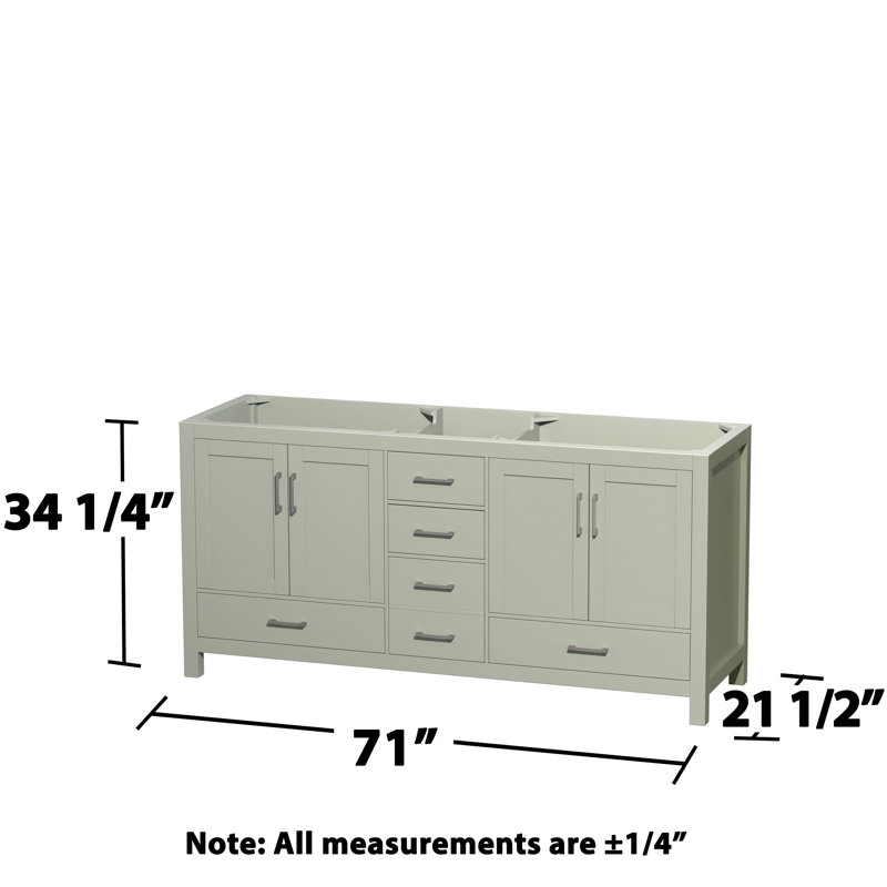 Sheffield 71" Double Bathroom Vanity Base Only, Light Green