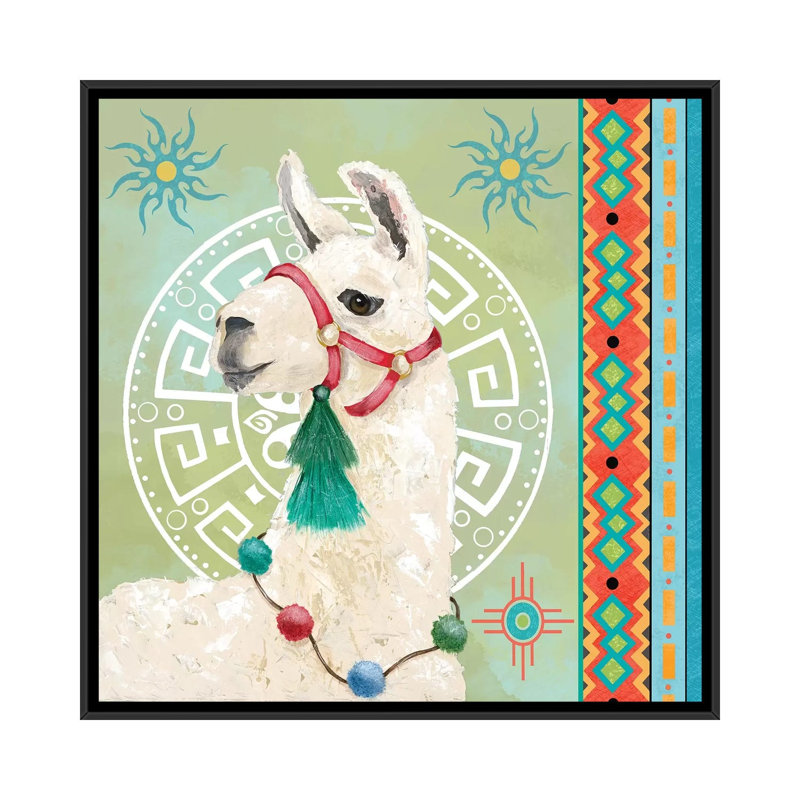 Peruvian Dreams II par Jade Reynolds - reproduction, H 37 po x l 37 po x P 1,5 po, Toile avec cadre noir, Aucun mat