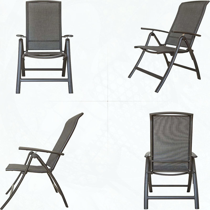 Ensemble de 2 chaises de jardin inclinables en aluminium avec dossier réglable à 7 positions, Marron foncé