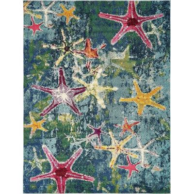 Tapis bleu marine / rose / jaune Trenton