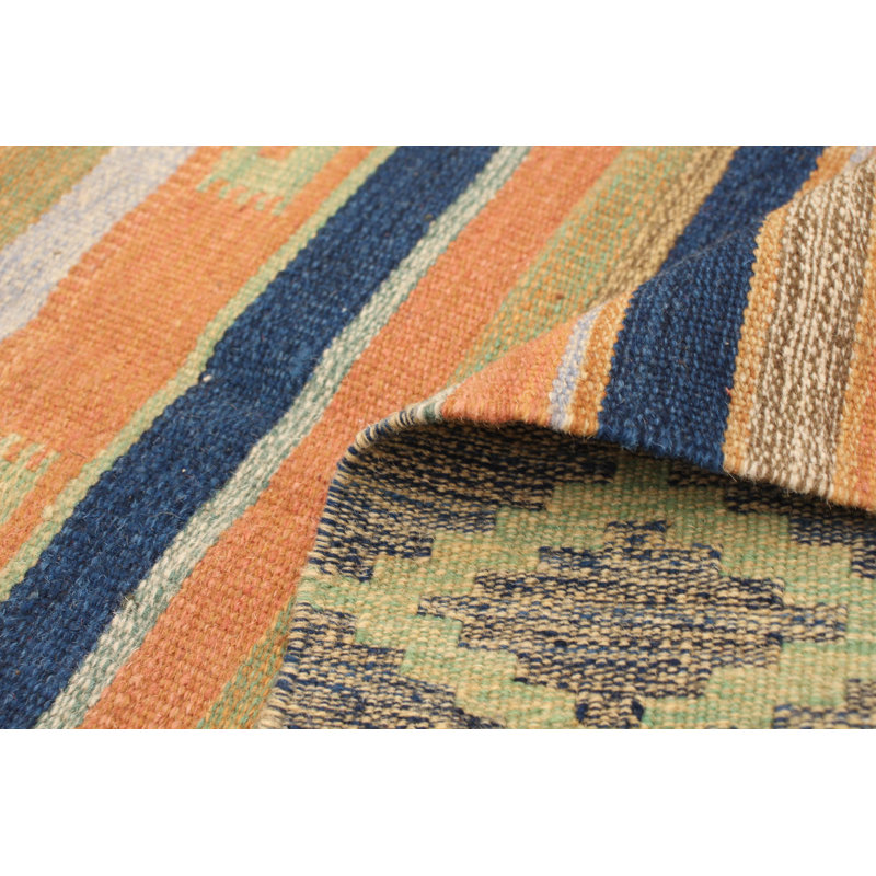 Tapis en laine 5 pi 2 po x 7 pi 2 po "one-of-kind-noué la main-new age bohémien/bleu marine"