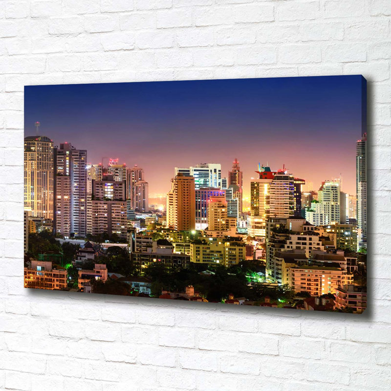 Bangkok By Night - Wrapped Canvas Print