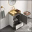 Meuble-lavabo blanc en velours rayé 20 po Gada avec vasque intégrée en métal brossé doré pour salle de bain moderne-1765692280