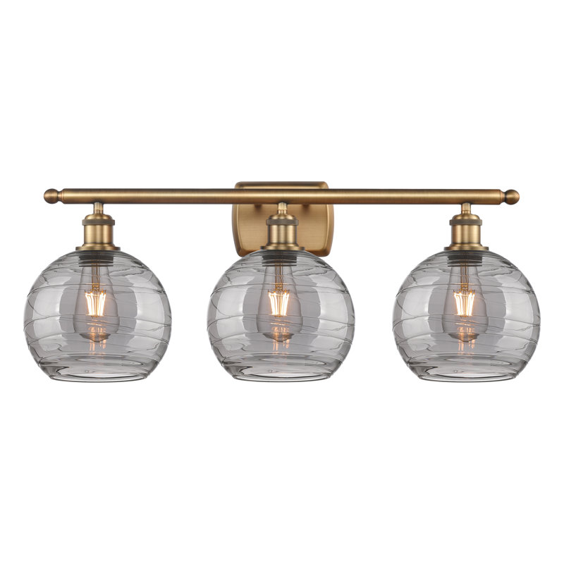Éclairage de salle de bain à intensité variable 3 lumières Halvorson, Ampoule non incluse, Laiton, Gris