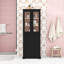Grande armoire de rangement pour salle de bain avec tiroir, tablettes réglables et portes en verre trempé-542150986
