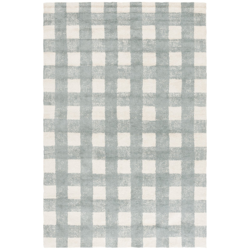 Kynlee Hand Woven Recyclyed Cotton Pile Machine Washable Plaid Rug, Rectangle 3" x 5"