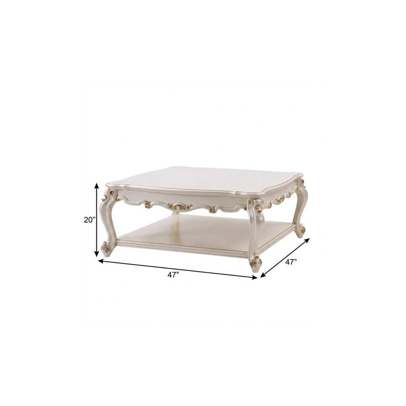 Table basse en bois de perle de 47 po avec tablette Gracie Mills - transitionnel