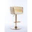 Ensemble de 2 tabourets de bar, avec repose-pieds chromé et base pivotante à hauteur réglable en velours + tabouret de bar simple Golden Leg