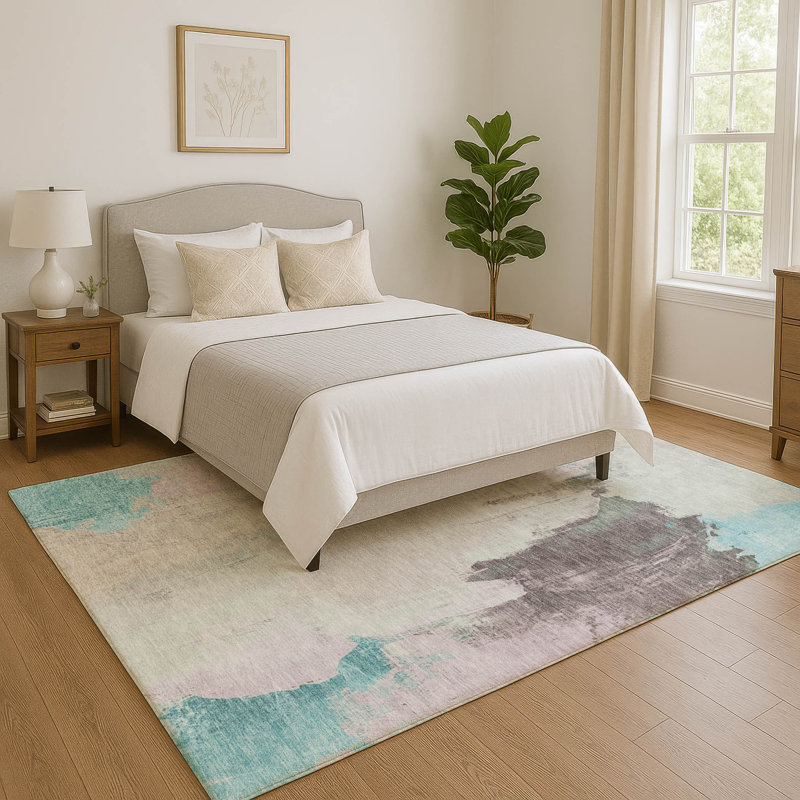 Premium Machine Washable Mouton Abstract Rug, Rectangle 5' x 7'6"
