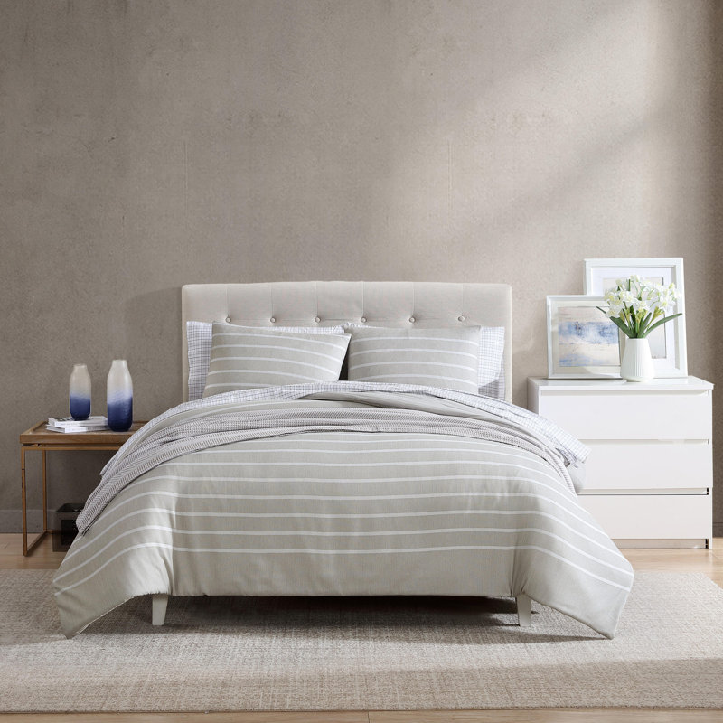 Ensemble d'édredon réversible Nautica Hadley, Édredon pour lit simple + 1 taie décorative stan