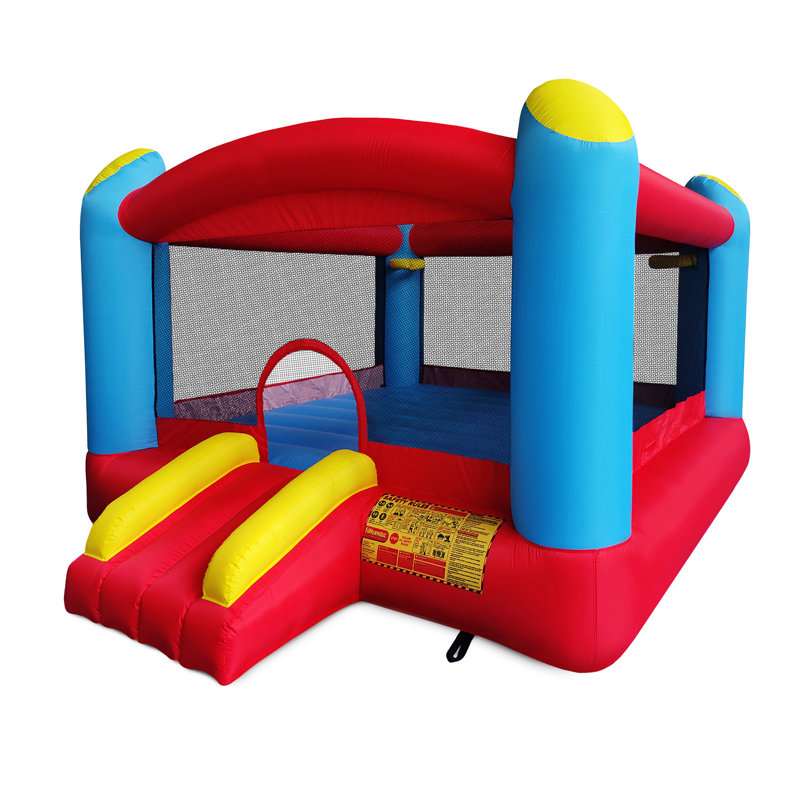 Enormous Red and Blue Inflatable Bounce House with Double Basketball Hoops