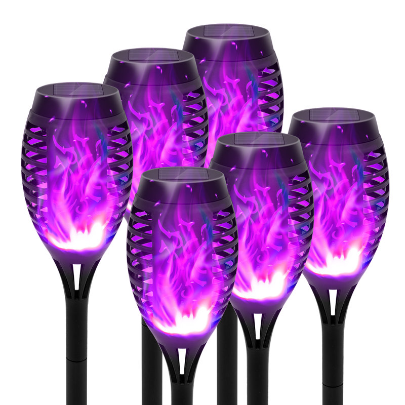 Torche solaire d'extérieur 6 pièces The Holiday Aisle®, mauve pour décoration de jardin, mauve