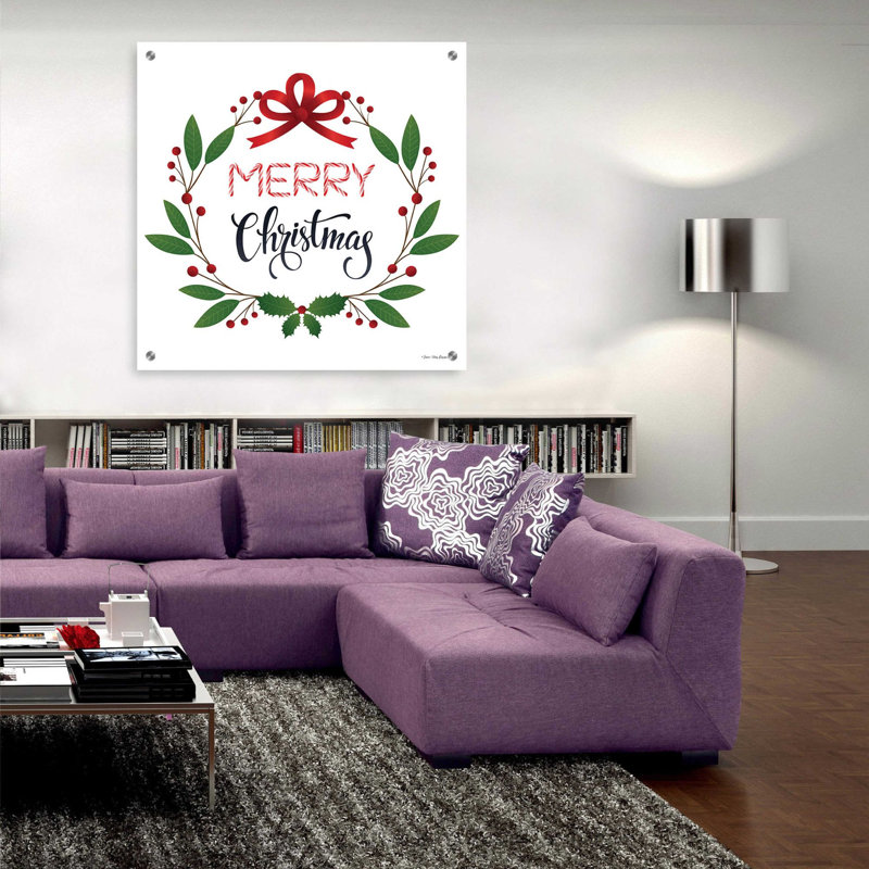 «Merry Christmas Wreath 2» par Seven Trees Design, art mural en verre acrylique, H 36 po x l 36 po x P 0,2 po