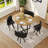 Rustic Round Dining Table with 4 PU Leather Chairs
