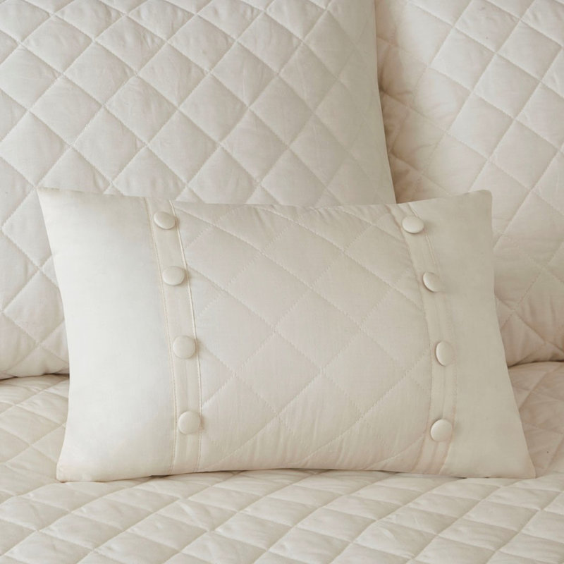 4 Piece King Bedspread , Cotton, Khaki With Reversible Pattern & Thin Filling Cotton For King, Pieced Edge Easy Maintenance
