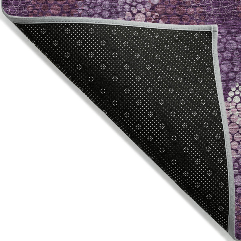 Tapis intérieur lavable à pois aubergine 5 pi x 8 pi ivoire lavande et ivoire