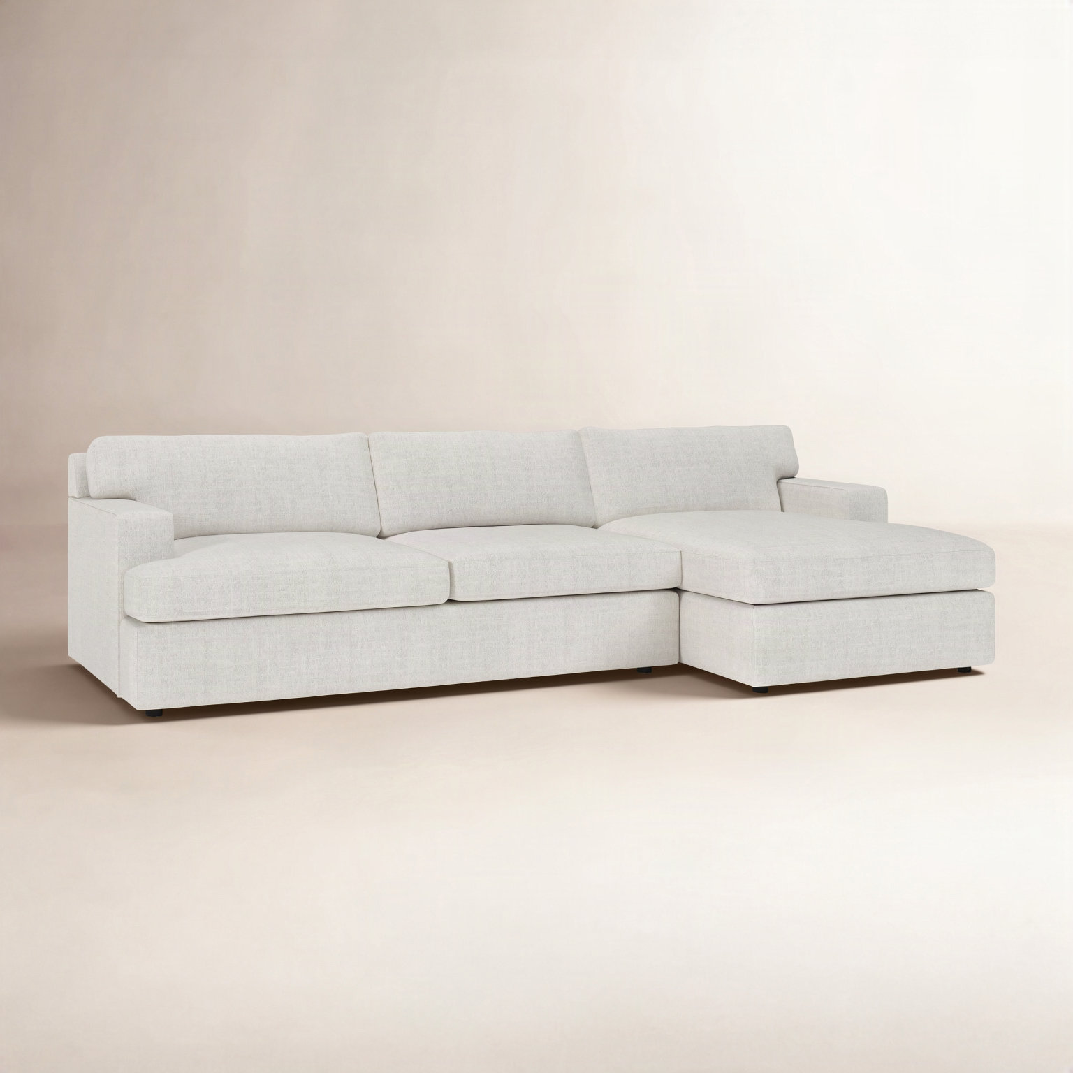 Cleo Chaise Sectional, Monique Oyster Polyester, Right Hand Facing