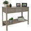 Console classique 37,5 po avec tiroirs et boutons argentés Quwanna, gris tonnerre