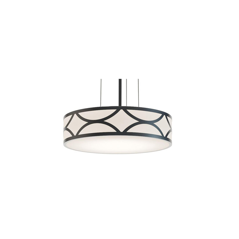 Luminaire suspendu tambour 1 lumière Bernville, H 4 po x l 16 po x P 16 po, Noir