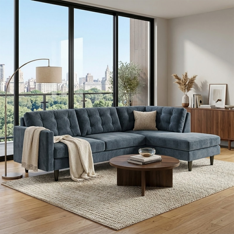 Canapé modulaire Talmadge, Polyester bleu gris, bleu paon, bleu ardoise