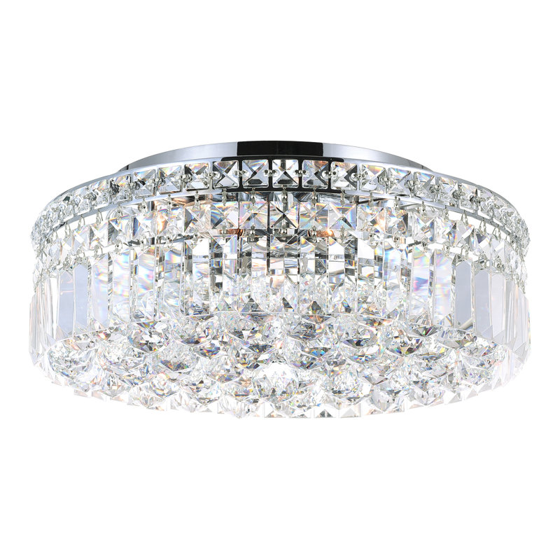 Marnell 16" Wide Chrome Flush Mount for Bedroom, 5-Light Crystal Ceiling Fixture – Hotel-Style Luxury Lighting, E12 Bulb Compatible, BACL Certified