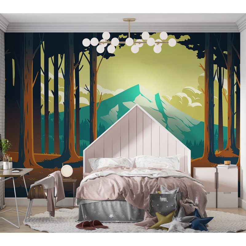Premium Peel & Stick Wall Mural - Forest Sunset, 96" L x 120" W
