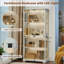 Ensemble de 2 vitrines Farmhouse avec portes vitrées, armoire vitrée avec détecteur de mouvement à DEL 3 couleurs (blanc)-126679366