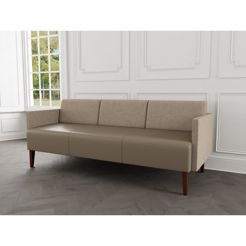 Luxe Lounge Reception Sofa, Walnut Wood, Archetype Silt/Modena Farro