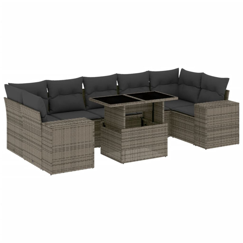 Vidaxl Garden Sofa Set Grey, Dark Grey