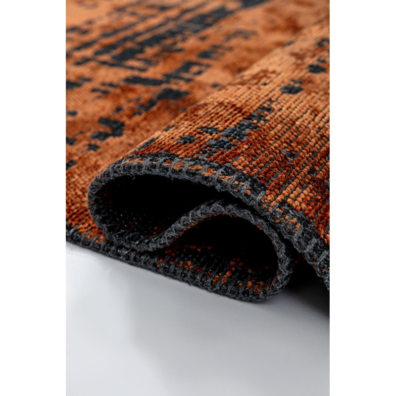 Orange/Black Camouflage Luxury Area Rug, Rectangle 7'10" x 11'2"