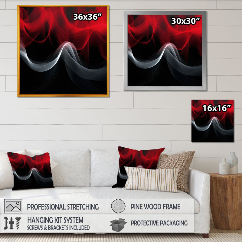 Abstrait contemplatif rouge et noir - impression, H 16 po x l 16 po x P 1 po, Toile tendue