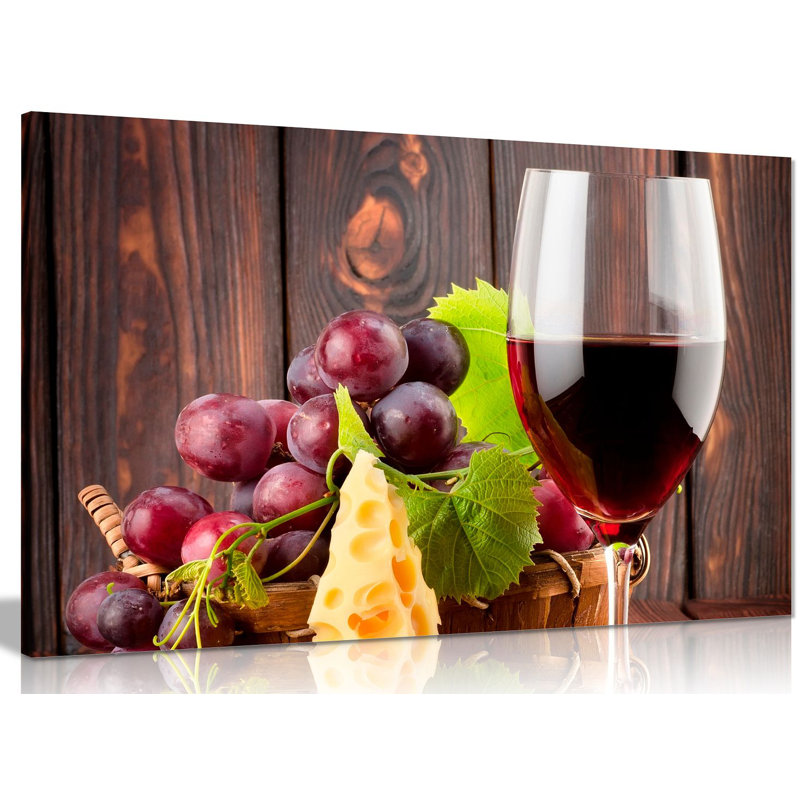 Wine & Grapes - Wrapped Canvas Print, 41cm H x 61cm W