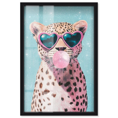 Décoration murale Pastel Cheetah Bubblegum Shadowbox Print Glam par Art Remedy