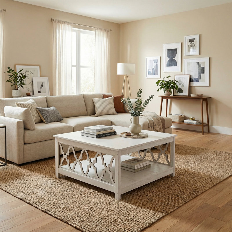 Chessani Square Coffee Table with Storage, Dusty Gray Oak