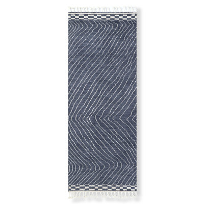 Wool Abstract Area Rug in Navy/White