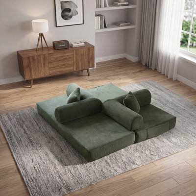 78.8" Compression Convertible Floor Sofa Bed, Comfy Futon Sleeper with Pillow Back Support & Armrest for Living Room Bedroom