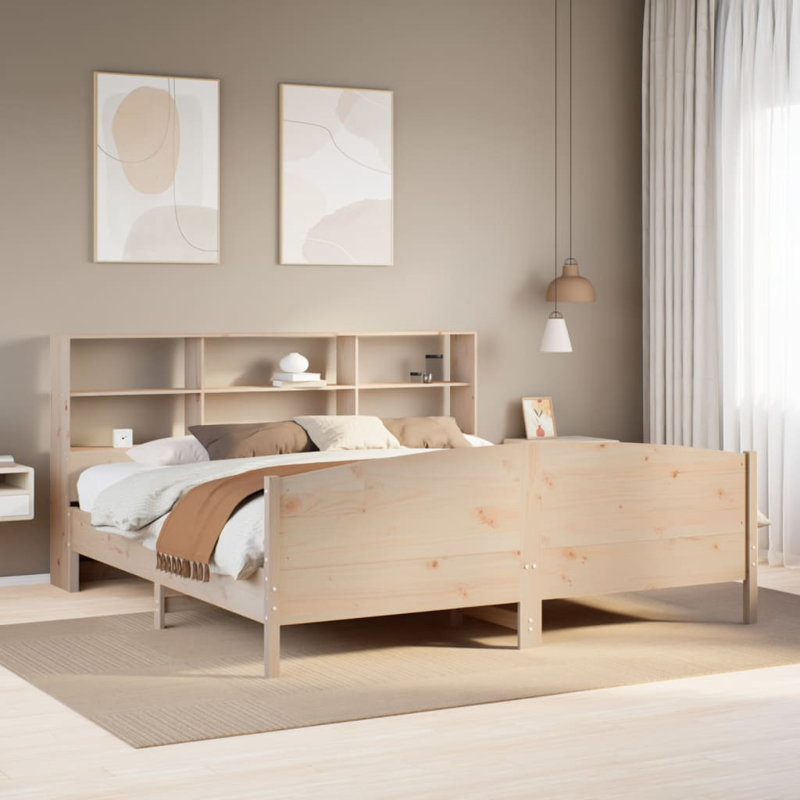 Plainville Solid Wood Bed, White, 180cm x 200cm