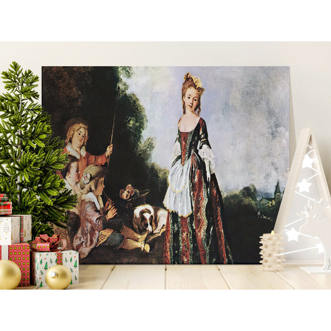 18th Century Lady, Children, Dog Canvas Wall Art, Gallery Wrapped Matte Print, Ready to Hang, Archival Quality, Historical decor